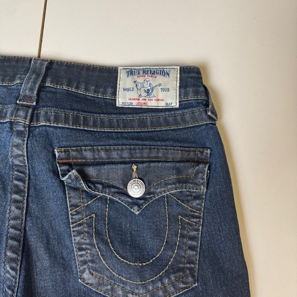 True Religion World Tour Jeans Blue Classic Fit Womens 30 Flap Pocket - Picture 5 of 5